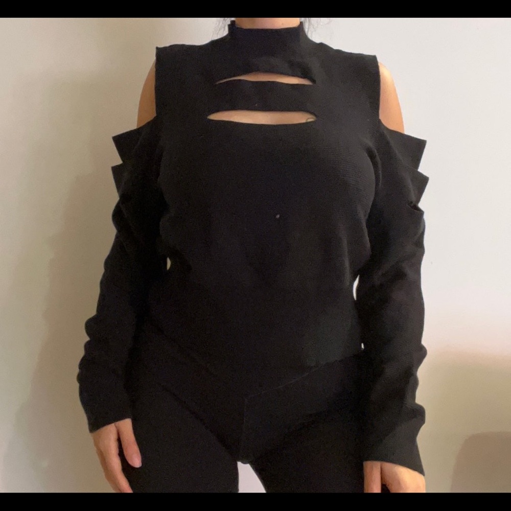 Xl black cut out sweater gothic Edward Scissorhands